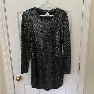 B Darlin Black and Silver Sequin Top